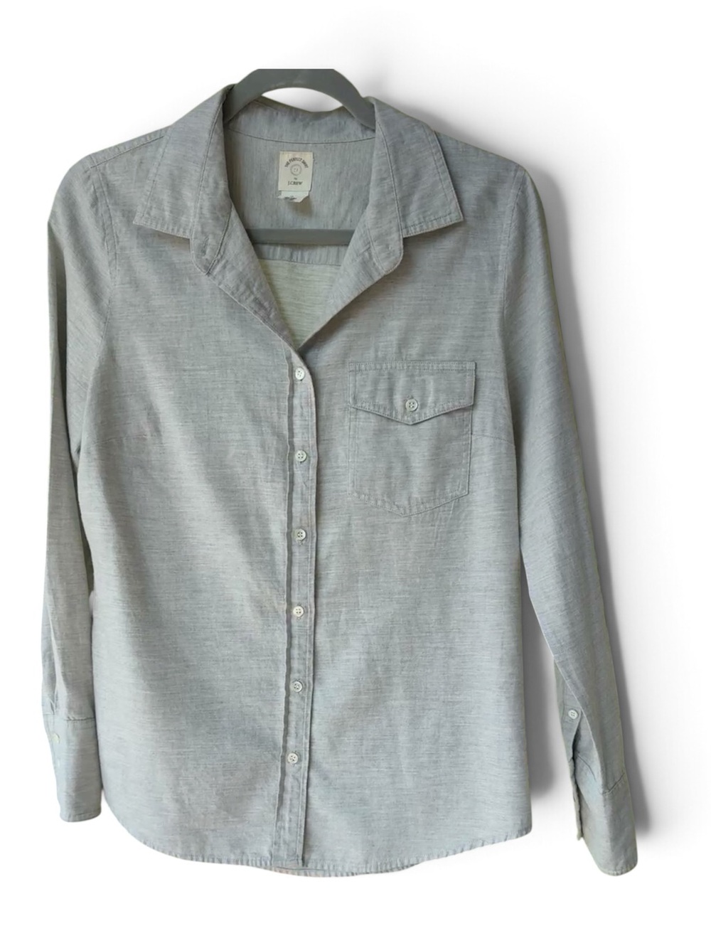 J. Crew The Perfect Shirt Button Up • Light Gray • Woman’s Size 8